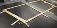 Completed floor frame with outriggers.  All parts are stamped to make reassembly quicker.